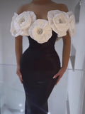 Dadizhimu Women's Dress Big Flower Collar Shoulder Repair Slimming Banda Skirt