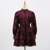 Dadizhimu Retro 2025 Spring New Fashion Niche Print Hollow Lace Heavyweight Dress Women's High Sense
