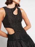 Dadizhimu Elegant Wind Waist Slim Dress 2025 Summer New Sleeveless Design Hollow Print Dress Woman