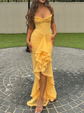 Dadizhimu Autumn Women's High-End New Mesh Sling Sling Folds Irregular Sleeveless Dress Fashion Design Long Dress