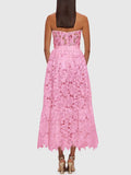 Dadizhimu Wind Solid Color Palette Long Dress 2025 New Niche Design Embroidery Hooked Waist Thin Dress Dress Woman