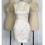 Dadizhimu French Retro Jaded Dark Elegant Women's Sleeveless Cheongsam Dress Slimming Skirt