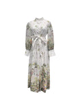 Dadizhimu Idyllic Dress 2025 Spring New Straight Lantern Sleeve Print Straps Slimmed Dress Woman