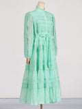 Dadizhimu Tea Rest Beautiful Dress 2025 Spring New Collar Embroidery Lace Tie To The Waist Swing Dress Dress Woman