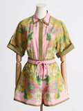 Dadizhimu New Unique Printed Design Shirt Top With Casual Shorts Niche Set Women's Fashion Two-Piece
