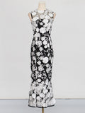 Dadizhimu Temperament Flower Collage Design Long Dress Women's Summer 2025 New Three-Dimensional Flowers Waist Display Thin Waist Dress