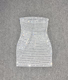 Dadizhimu Water Drill Elastic Mesh Short Corset Dress Stylish Hot Party Dinner Dress