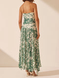 Dadizhimu Retro Style Print Thoracic Dress 2025 New Temperament Design Folded Long Mesh Dress Woman