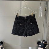 Dadizhimu Blogger Wind Black Boots Pants New Fashionable Legs Long High-Waist A-Word Small Scented Shorts Girl