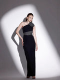 Dadizhimu Women's Sexy Sleeveless Bodyless Hot Diamond Flowers Stick Banding Dress