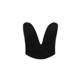 Dadizhimu Ins Women's Clothing Sexy V Smeared Goat Velvet Blouse Girl Embroidered Irregular Back Corset
