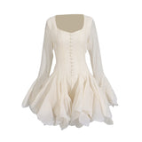 Dadizhimu Famous Short Group 2025 New Fashion Niche Splicing Mesh Folds High-End Feel Dress Women's Summer