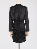 Dadizhimu Spring Festival New Temperament Women's High-Grade Black Short Dress High-Necked Ass Tos-Dressed Folded Dress Woman
