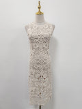 Dadizhimu Style Leisure Straight Sleeveless Dress 2025 New Personality Hollow Tart Design Long Dress Women's Summer
