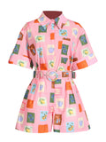 Dadizhimu Temperament Two-Piece Set 2025 New Design Print Set Short-Sleeved Shirt Top + Casual Shorts Women