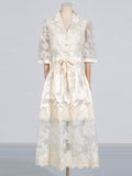 Dadizhimu Temperament Two-Piece Set Of 2025 Spring New Collar Embroidered Top High Waist Water-Soluble Flower Skirt Suit Female Tide