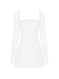 Dadizhimu Lace Splicing Body A-Word Dress Sexy Pure Lusty Dress With High-End Women's Clothing