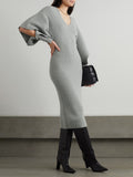 Dadizhimu Temperament Women's Dress French Dress 2025 Summer New Slim Design Medium Long Knit Dress