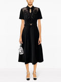 Dadizhimu Elegant Wind Collar Dress 2025 New Design Hollow Tick To The Waist To Show The Long Dress Dress Woman