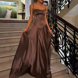 Dadizhimu Women's New Sexy Sling Skirt Dress Bodyd Back Dress Black Dress Women's Evening Dress