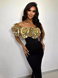 Dadizhimu Dress Female High-Grade Three-Dimensional Flowers To Show Thin Temperament Party Ass Dress