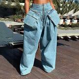 Dadizhimu 2025 New Water Washing Old Design Multi-Pocket Decoration Loose-Legged Trousers Workboys Denim Trousers