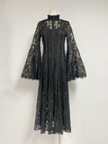 Dadizhimu Style Dress Dress 2024 Spring Horn Sleeve Long Sleeve Heavyweight Bundle Collage Super Fairy Lace Dress Dress