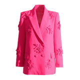 Dadizhimu Feng 2025 Summer New Suit Collar Top Coat + Micro-Raxis Three-Dimensional Flower Suit Woman
