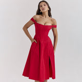 Dadizhimu Fish Bone Sling Skirt Body-Dexed Fork Medium Dress Broken Floral Dress Dopamine Wearing Women's Clothing