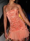 Dadizhimu Hottie Girl New Pure Style Chest With Bare Back Chiffon Spliced Sexy Dress Girl Dress