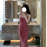 Dadizhimu Your Own Gentle Buff~ French Tea Dress Rose Lace Sling Dress Famous Temperament Bodybine Dress