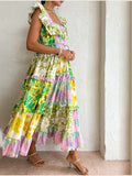 Dadizhimu New Fashion Lotus Leaf Side Sexy Word Collar Design Print Waist Slim Dress Dress Women Summer