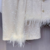 Dadizhimu Temperament French Small Fragrant Suit Women's New Fur Short Coat + Half-Dress Two-Piece