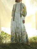 Dadizhimu Idyllic Dress 2025 Spring New Straight Lantern Sleeve Print Straps Slimmed Dress Woman