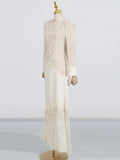 Dadizhimu Elegant Style Slimy Fishtail Dress 2025 New Lace Embroidery Design Long Dress Women Summer