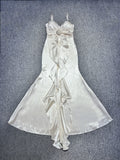 Dadizhimu Famous Sling Suit V Collared Back Ribbon Ribbon Dress Romantic Dating Island Beach Dress