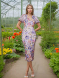 Dadizhimu Fresh Off-Coat Dress 2025 Spring New V-Neck Heavy Industry Splicing Flowers Slimming Dress Woman