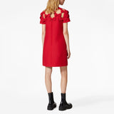 Dadizhimu High-End Sexy Red Round-Neck Short-Sleeved Dress Decorated With Bows And Small Dress Dresses