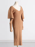 Dadizhimu Temperament Women's Dress French Dress 2025 Summer New Slim Design Medium Long Knit Dress