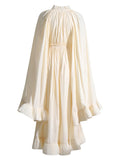 Dadizhimu Luxury Cape Dress 2025 New Sexy Fashion V-Necked Leaf-Side Temperament Dress Dress Dress