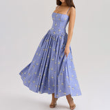 Dadizhimu Women's Sexy Body White Broken Flowers Pure Lusty Breeze In The Long Dress Babes Hanging Dress Summer Female High Sense