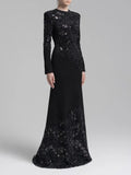 Dadizhimu Elegant Style Slimy Fishtail Dress 2025 New Lace Embroidery Design Long Dress Women Summer