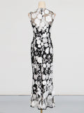 Dadizhimu Temperament Flower Collage Design Long Dress Women's Summer 2025 New Three-Dimensional Flowers Waist Display Thin Waist Dress