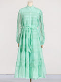 Dadizhimu Tea Rest Beautiful Dress 2025 Spring New Collar Embroidery Lace Tie To The Waist Swing Dress Dress Woman