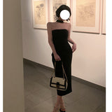 Dadizhimu Sleeveless Sexy Dress Woman's New Niche Design Hepburn Style Dress Party Party Banquet Dress Dress