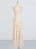 Dadizhimu Small Scented Bra Dress Dress 2025 New Niche Splicing Wooden Ear Design Long Dress Women's Summer