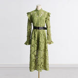 Dadizhimu Retro Style Dress 2025 New Fashion Temperament Niche Design Hollow Lace Dress Long Lady