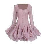 Dadizhimu Famous Short Group 2025 New Fashion Niche Splicing Mesh Folds High-End Feel Dress Women's Summer