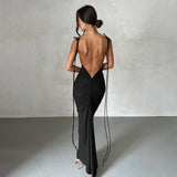 Dadizhimu Women's Sexy Dress Sexy Folded Dress Evening Dress Sleeveless Sling Dress Dress Dress Girl