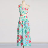 Dadizhimu Elegant Wind Oblique Shoulder Dress 2025 New Temperament Design Printing Lenikin Long Dress Woman